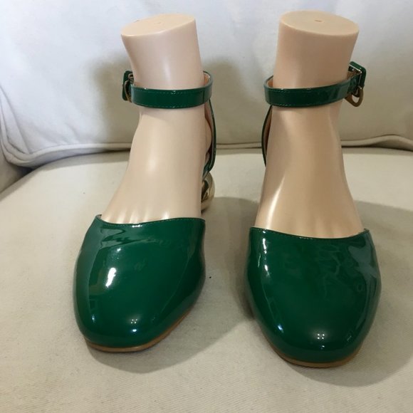 Green Patent Ball Heeled Shoes - Picture 2 of 6